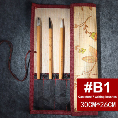 Painting Brushes Holder Storage Bamboo Rolling Bag Calligraphy Pens Case Curtain