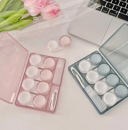 Contact Lens Case 4 Pairs Plastic Storage Boxes Cosmetic Containers 12x8.5x2.2cm
