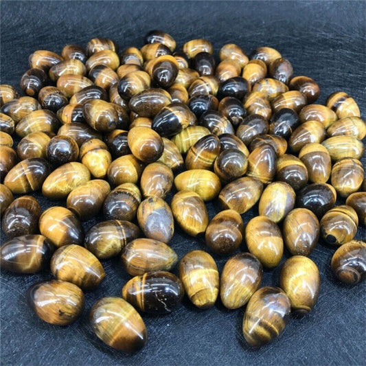 50pcs Natural Tiger's Eye Stone Egg Crystal Skull Carved Healing Reiki No hole