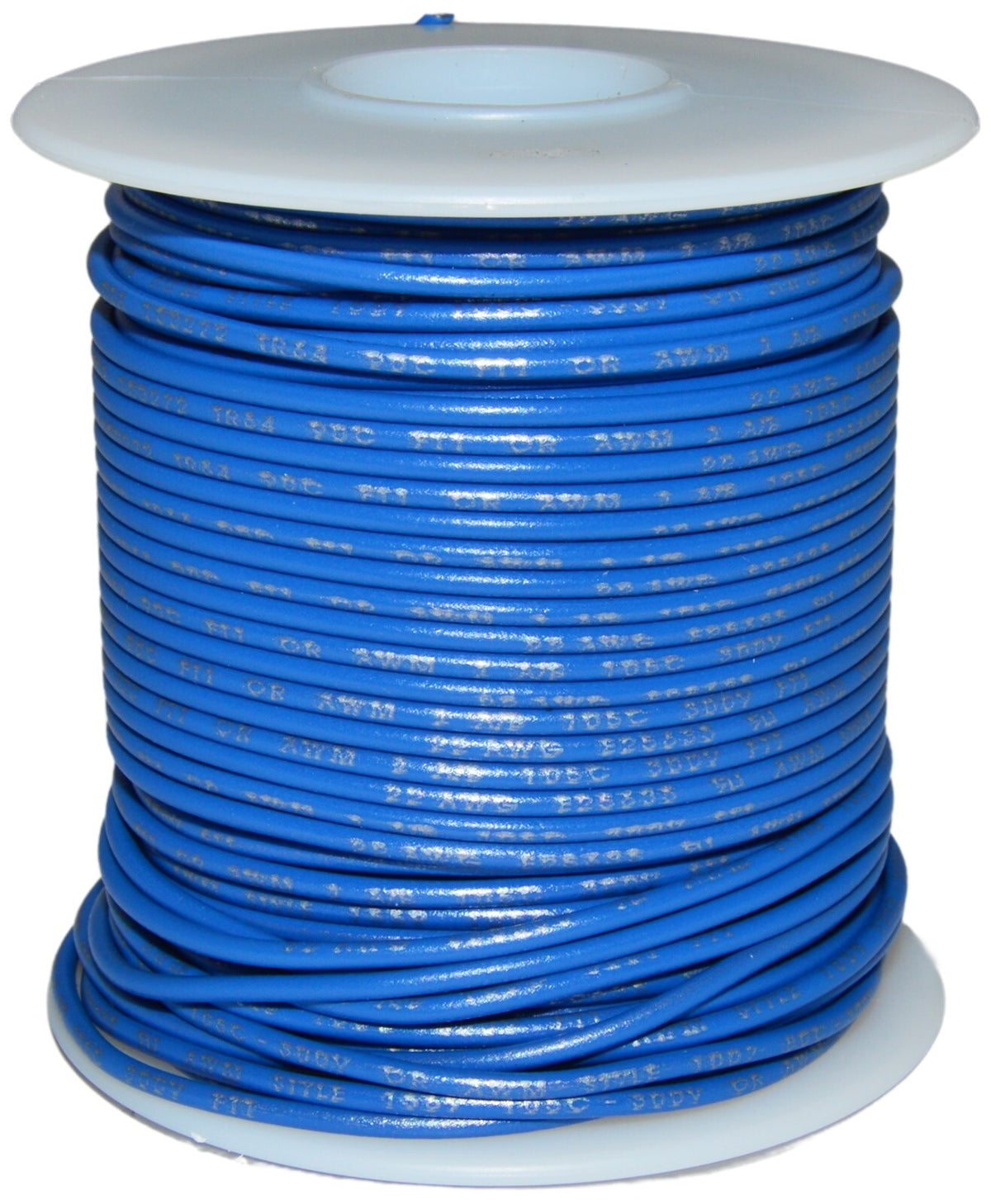 100 Feet Blue 22 Gauge Solid Hook-Up Wire, Tinned Copper, PVC Insulation