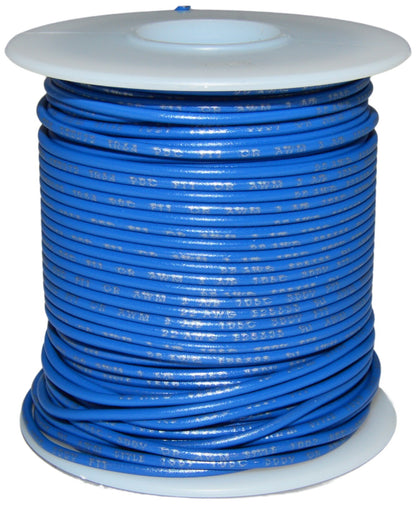 100 Feet Blue 22 Gauge Solid Hook-Up Wire, Tinned Copper, PVC Insulation