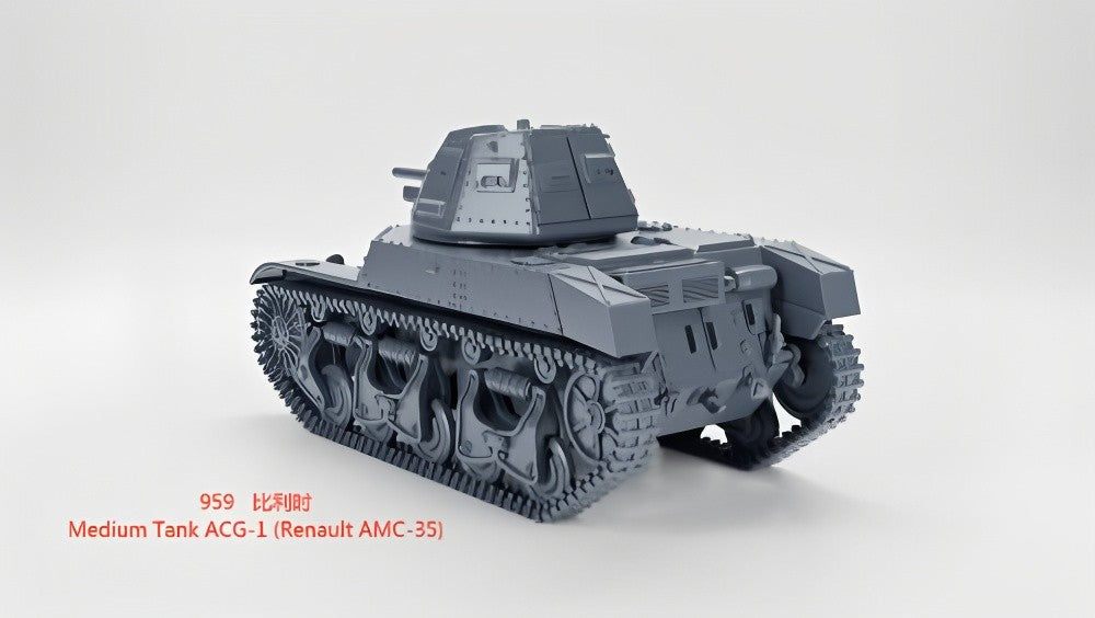 3D Printing 1/72 Belgian Medium Tank ACG-1 Tank Unpainted