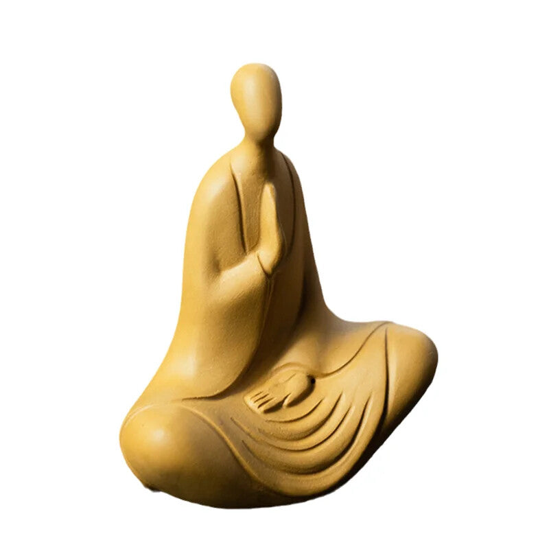 Yixing Handmade Sculpture Purple Clay Tea Pet Buddha Monk Figurine Ornaments