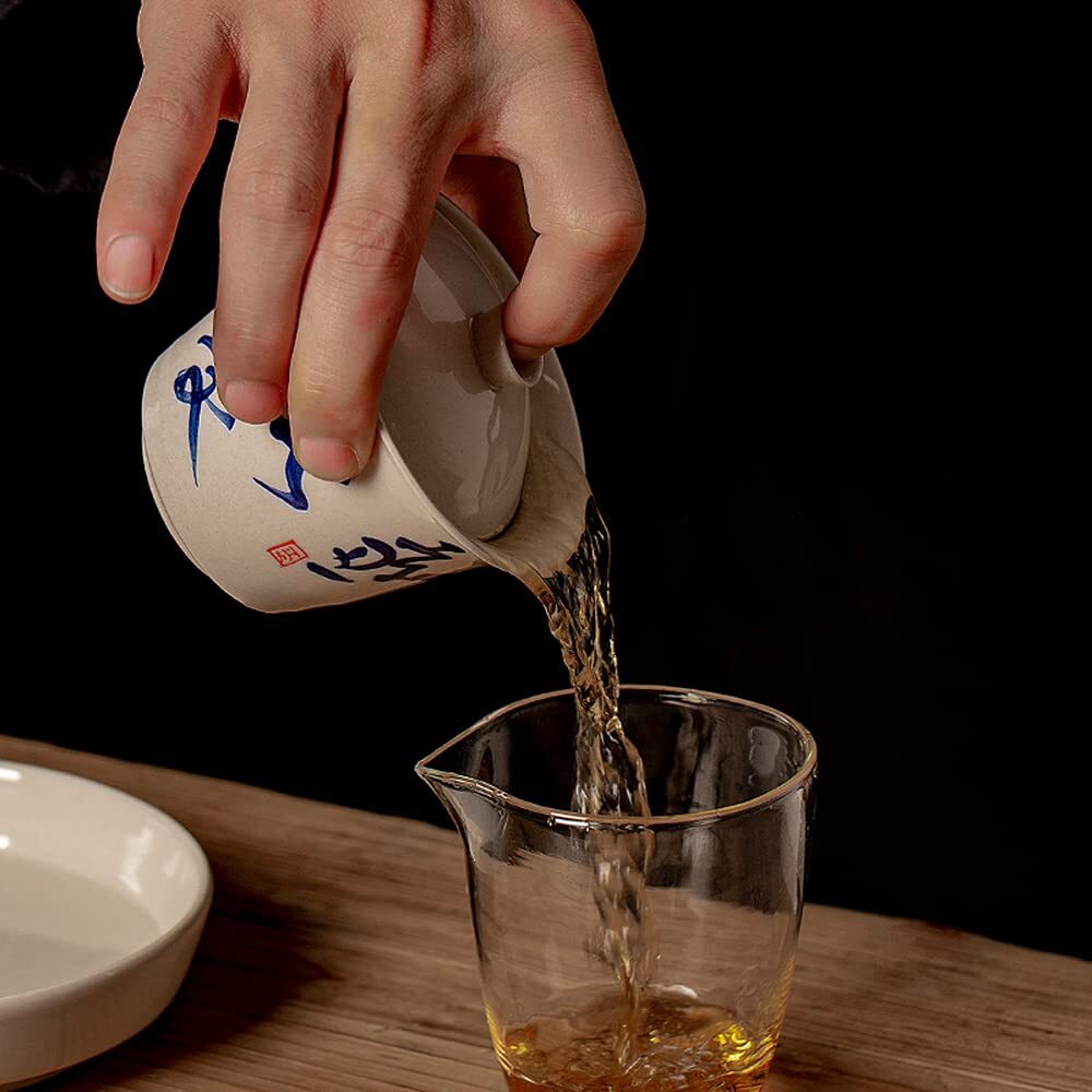 135ml Jingdezhen Poetry Text Gaiwan Hand Cup Kung Fu Tea Set Tea Bowl