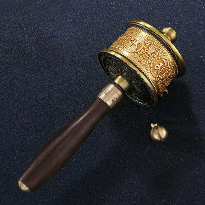 6.2'' New Tibetan Copper Hand Turn Prayer Wheel Praying Wheel Om Mani Padme Hum