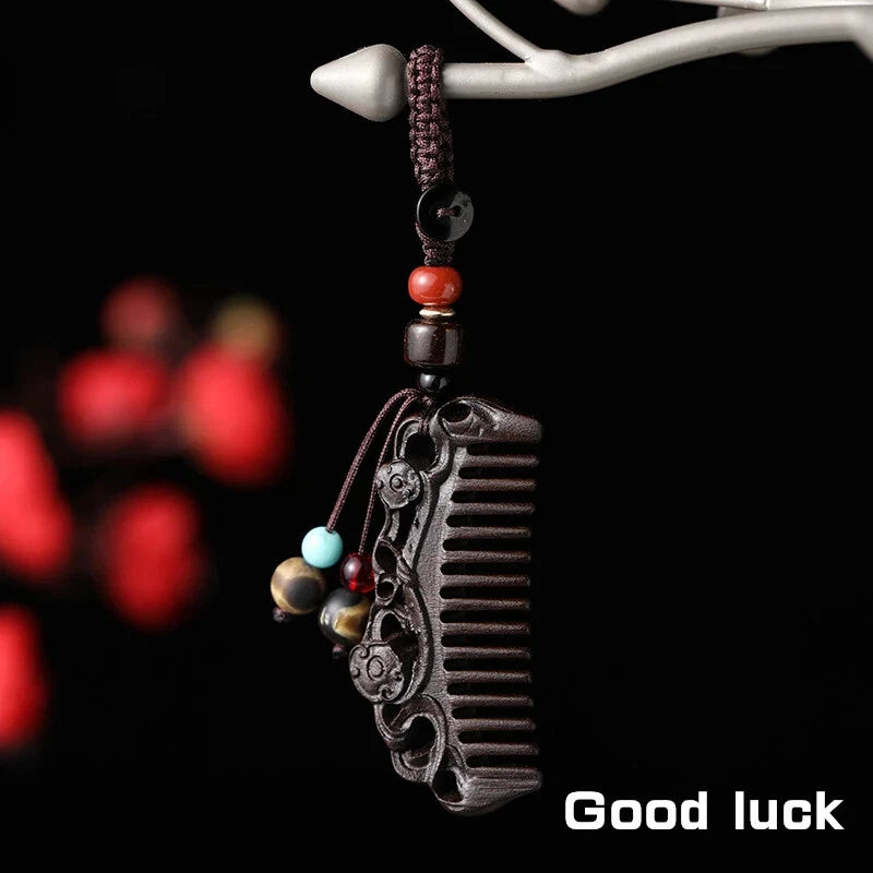 Creative Mini Ebony Mini Comb Pendant Convenient Sandalwood Small Comb Key Chain