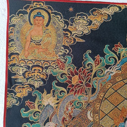 New Handmade Embroidery Four Arms Guanyin Bodhisattva Buddha Statue Painting