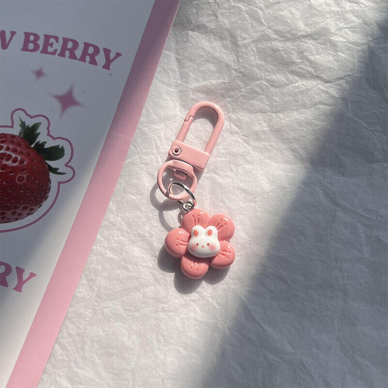 Rabbit Cute Keychain Bunny Carrots Car Bag Pendant Women Girls Tulip Keyring
