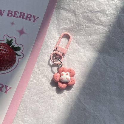 Rabbit Cute Keychain Bunny Carrots Car Bag Pendant Women Girls Tulip Keyring