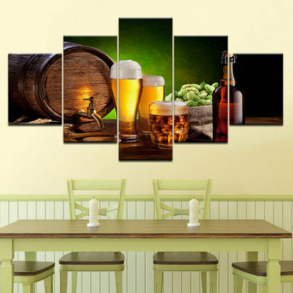 HD Home Decoration Modern Canvas Living Room Printed 5P Beer Barrel No Framed