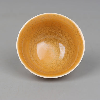 3.3" Collection Chineses Qing Porcelain Fambe Yellow Glaze Small Cup