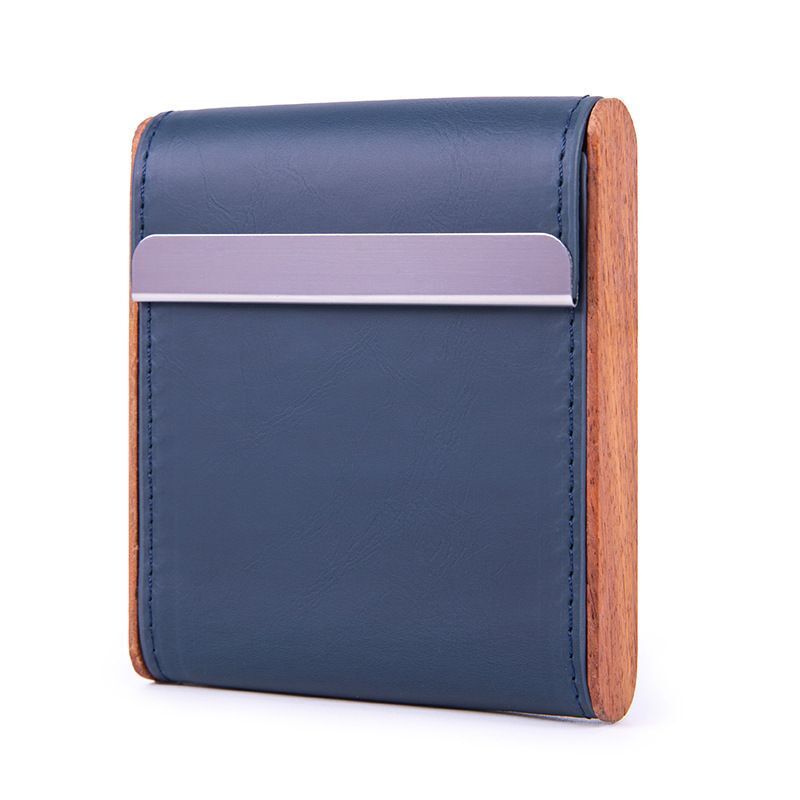 Cigarette Cases Solid Wood Leather Cigar Tobacco Holders Pocket Storage 9x10x2cm