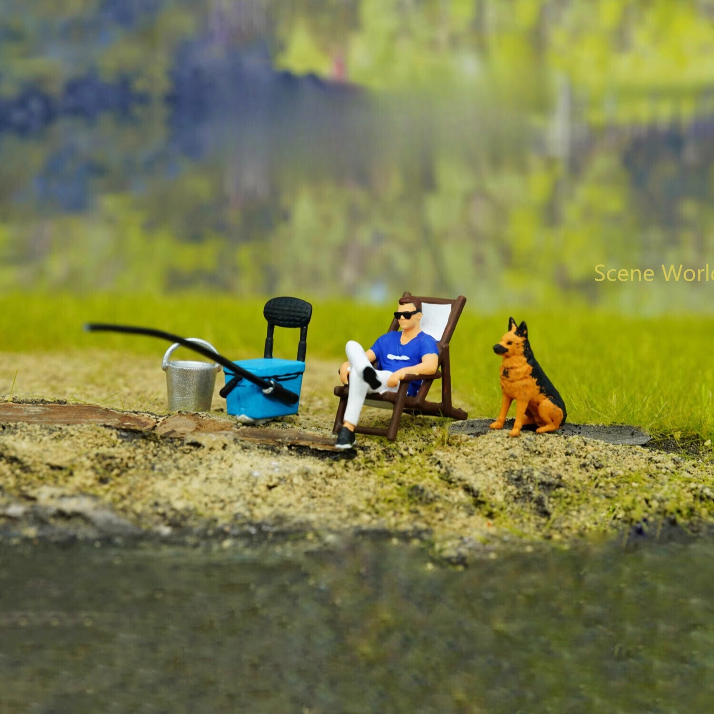1:64 Scale Figure Model Fishing Sports Scene Display Layout Doll Model