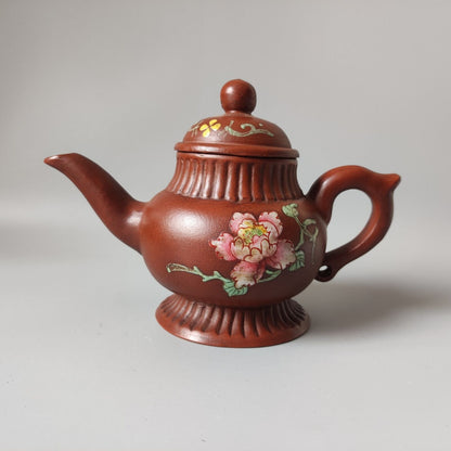 Vintage Chinese Yixing Purple Clay Teapot Zisha Ceremony Painted Fine Teaware