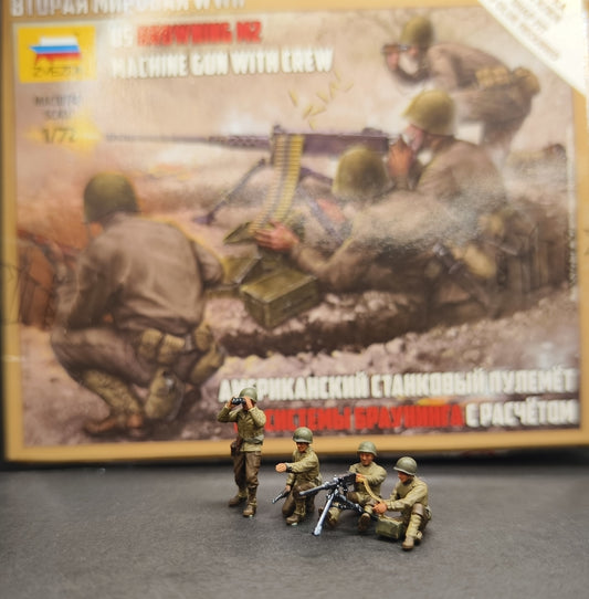 1/72 4Pcs World War II US M2 Browning Machine Gun Soldier Model
