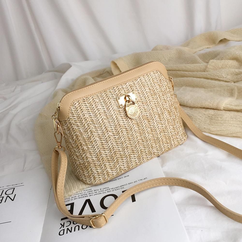 Straw Bag Woven Tassel Beach Shoulder Rattan Crossbody Purse Travel 23*17*11 CM