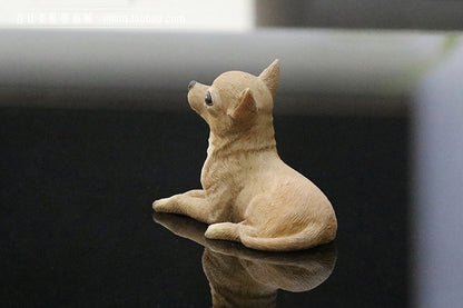 3.34" Resin Chihuahua Brown DOG Hand Painted Figurine Statue Mini Pet Toy Gift