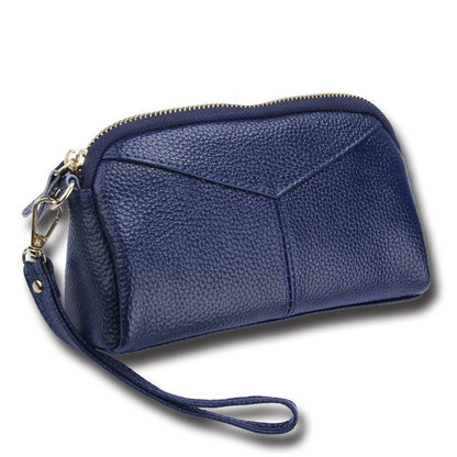 Casual Clutch Bag Genuine Cow Leather Wristlets Handbag Woman Wallet Soft Zipper