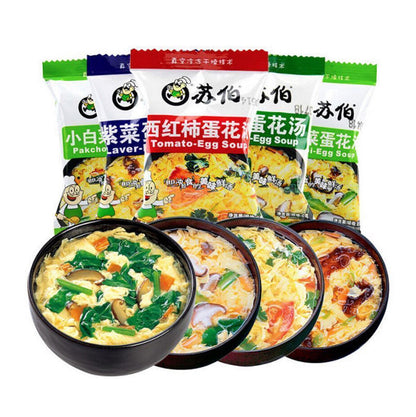 Instant Vegetable Egg Soup Assorted Flavors Quick Meal Delicious Healthy Food