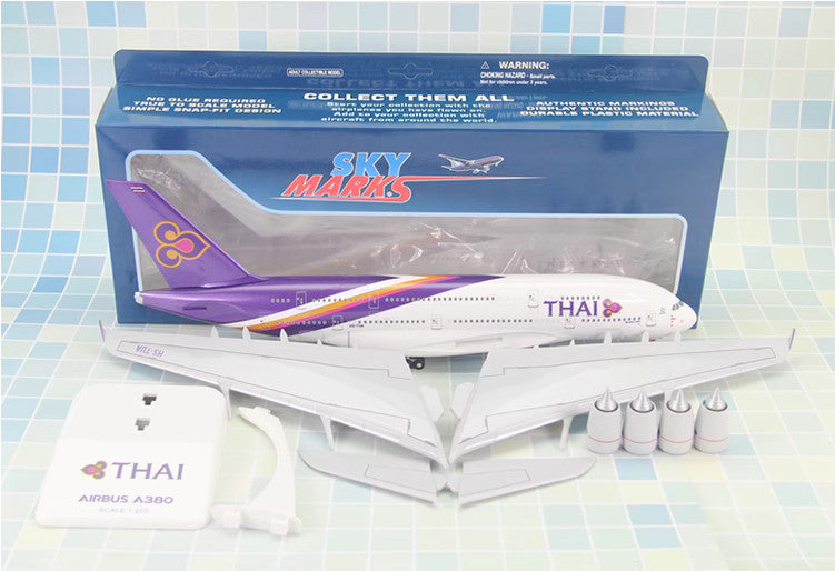 1:200 37CM RISESOON THAI Airbus A380-800 Passenger Plane ABS Plastic Plane Model