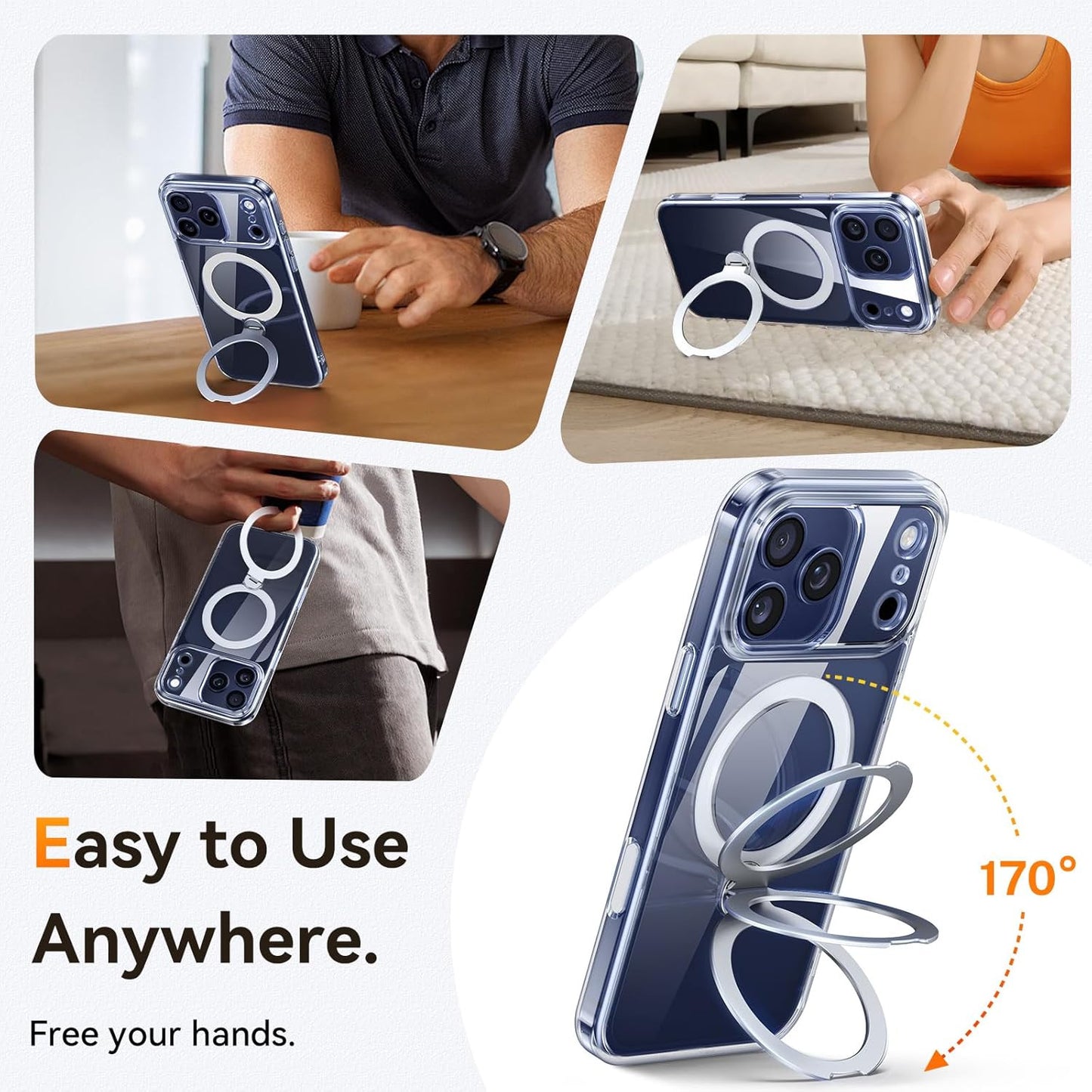 For Iphone 17 Pro Case: with 360° Spin Magnetic Stand, Camera Control Button, Fi