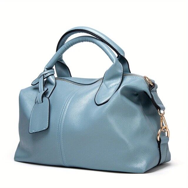 Women's Leather Shoulder Bag Satchel Crossbody Messenger Bag Blue Elegant Gift