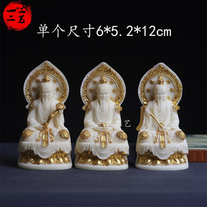3 PC 5" Resin Three Pure Ones Statue Taoist Trinity Pristine Divine Gods Home