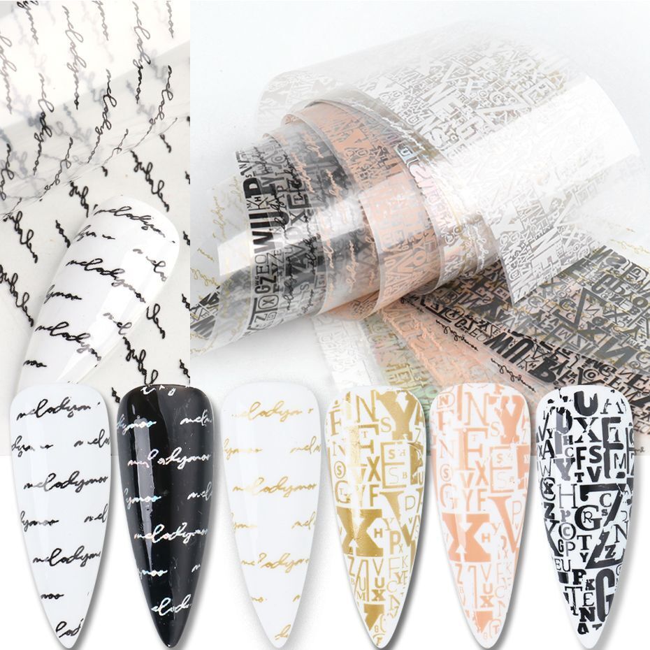 Nail Art 10Pcs Matte Metallic Foils Gold Silver Mirror Starry Paper Gel Stickers