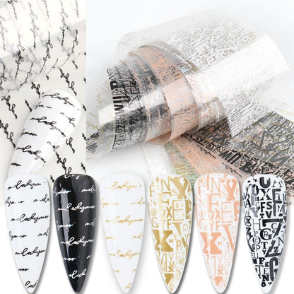Nail Art 10Pcs Matte Metallic Foils Gold Silver Mirror Starry Paper Gel Stickers