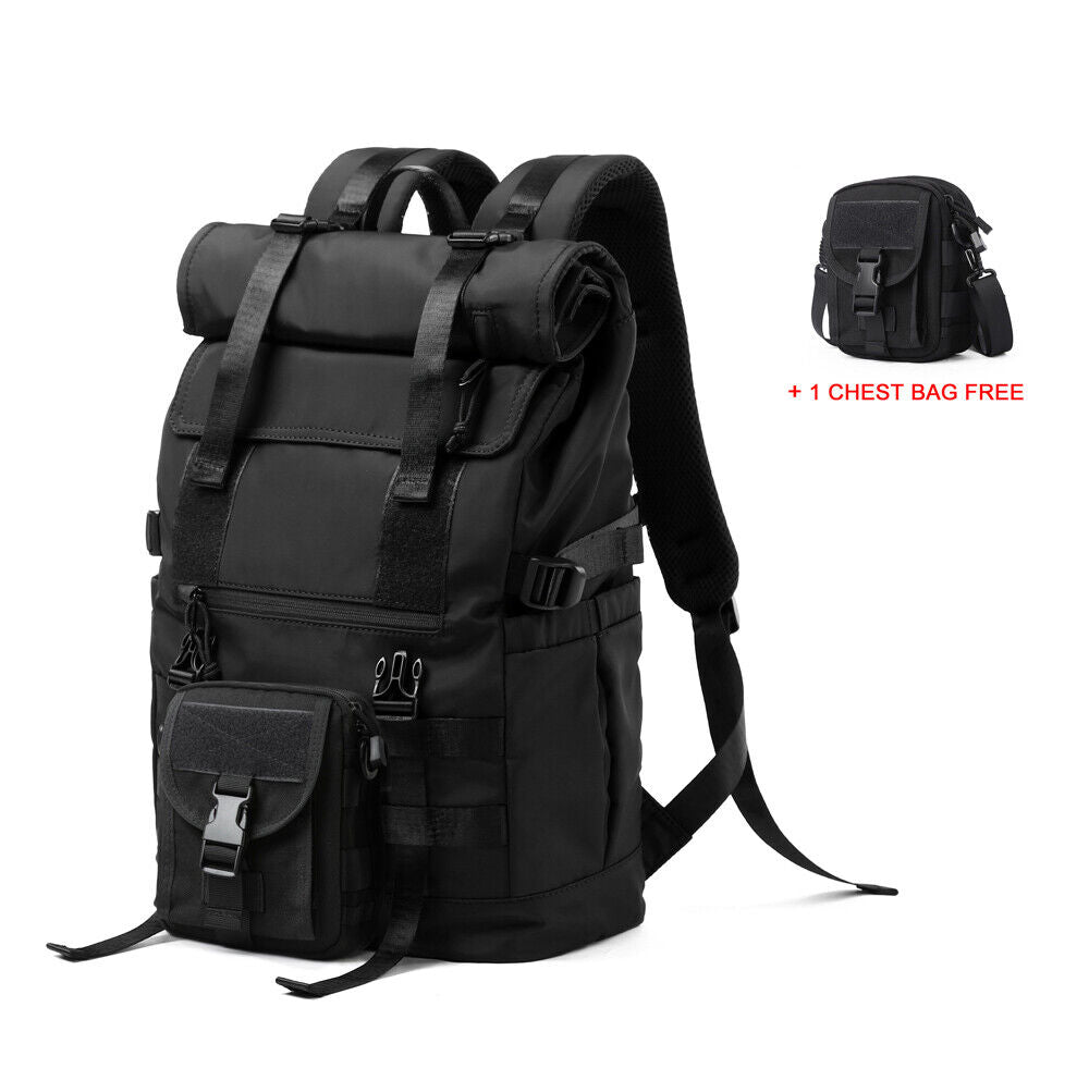 3 in 1 Travel Backpack Men Women Roll Top Laptop Backpack Teen Male School Bag