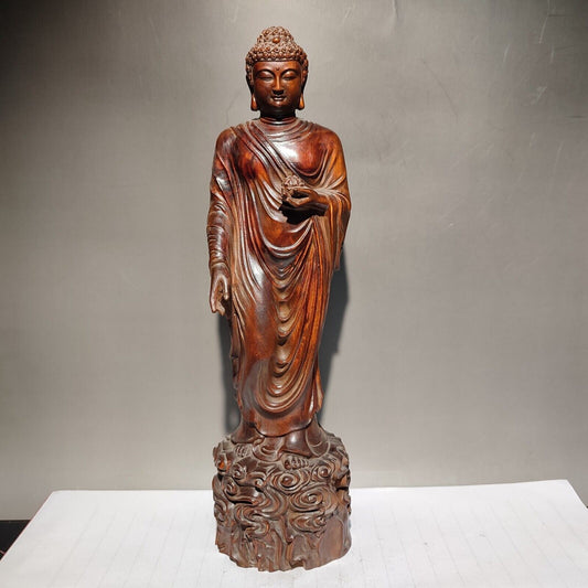 buddha Shakyamuni Amitabha Tathagata statue wooden carvings Wood home decor rare