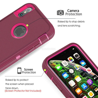 For Apple iPhone XR Case Shockproof Hard Cover with Glass Screen Protector