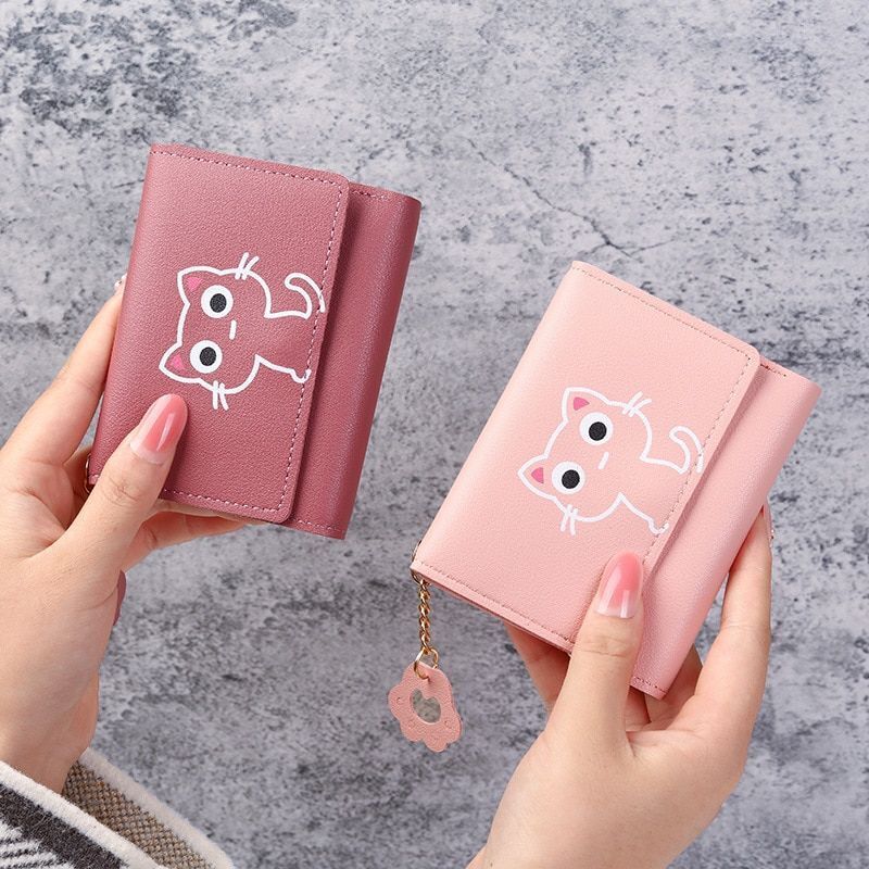 Wallet Cute Short Wallet Leather Small Purse Money Bag Card Holder 11.5x2x9 cm