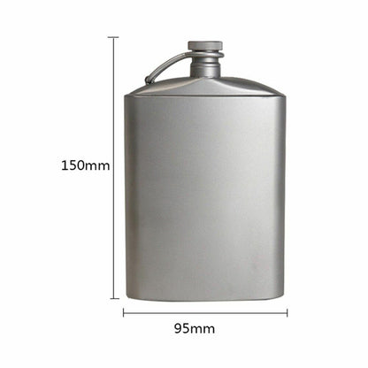Titanium Flask 220/260ml Wine Hip Flagon Screw Cap Clip Funnel Ultralight Flat