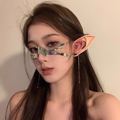 Cyberpunk Metallic Nose Ring Mask & Ear Set Adjustable