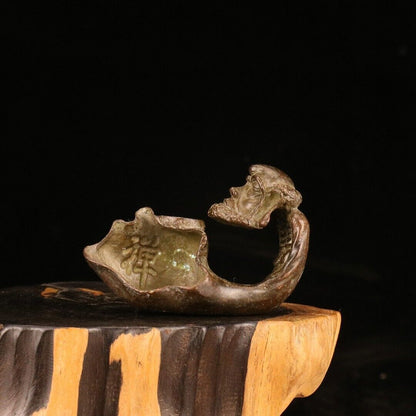 Collectible tea pet Old copper Bodhi dharma statue Incense inserted Bodhidharma