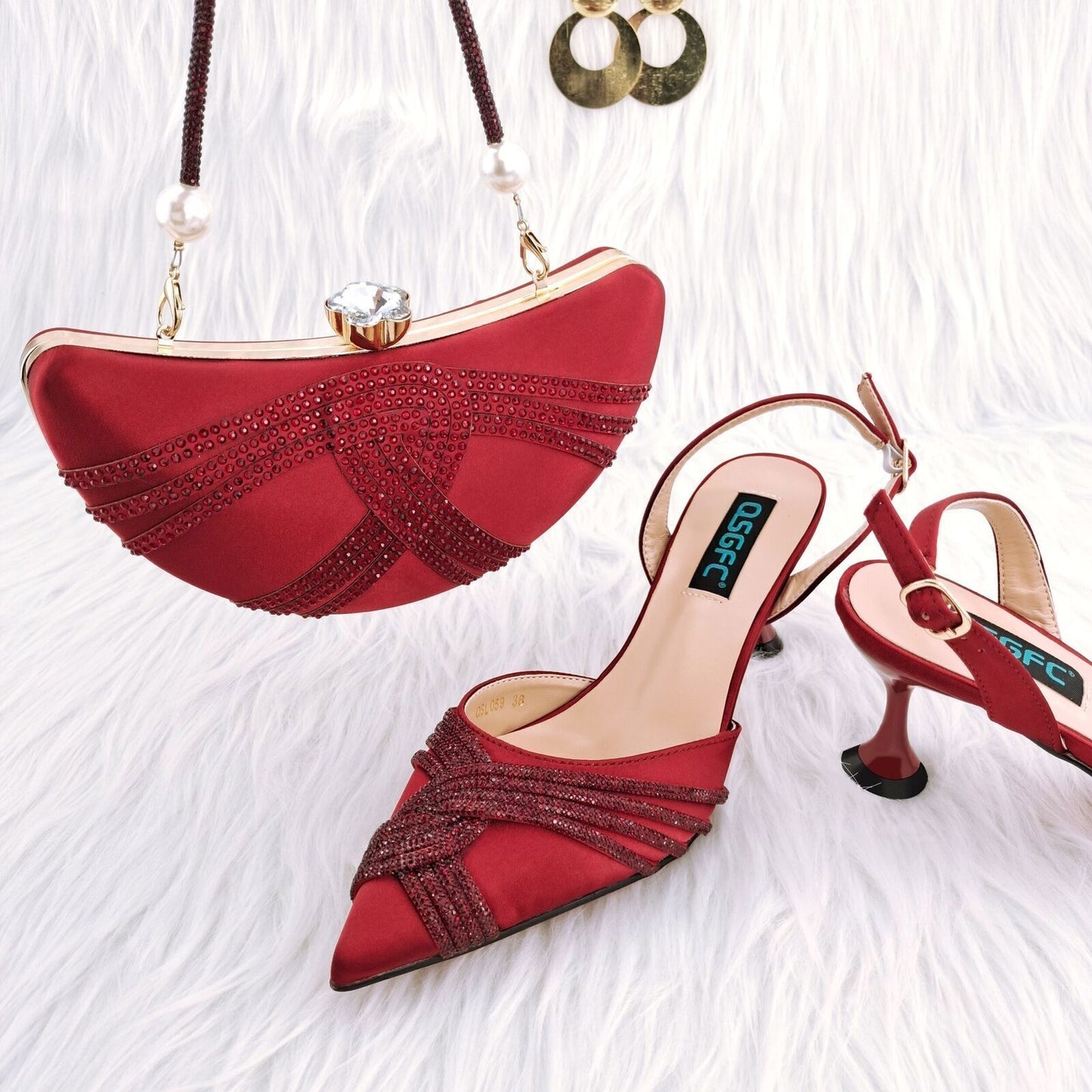 With Cashew Bag Exquisite Banquet Ladies Shoes And Bag