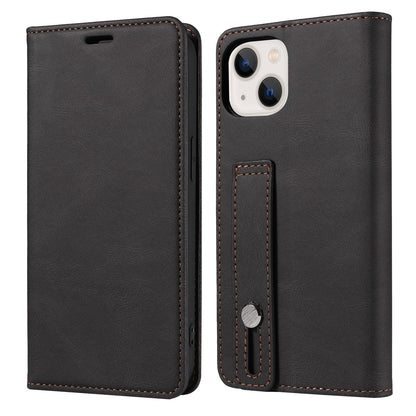 iPhone17/16/SE Wrist Strap Leather Cover Samsung S25 Flip Cover