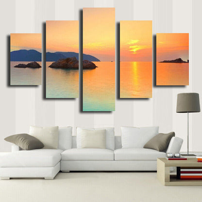 5 Pieces Canvas Wall Art Poster and Print Living Room Sunset No Framed