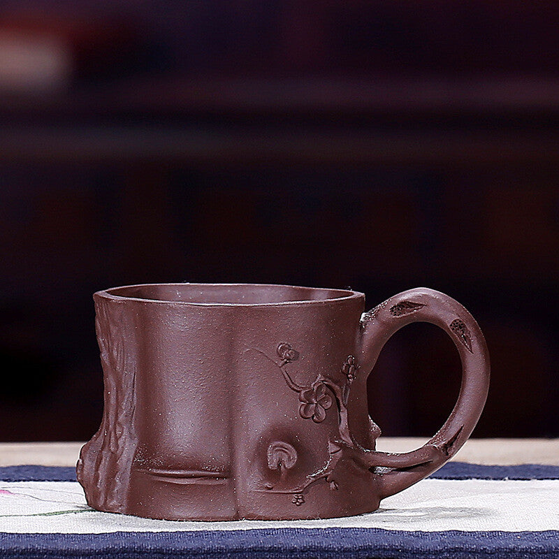 one cup 80ml true yixing zisha purple clay marked tea cup with handle handmade