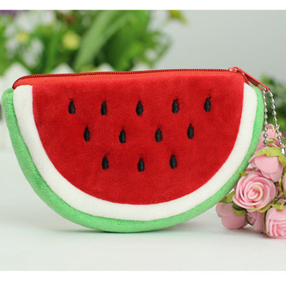 Women Soft Plush Fruit Coin Wallet Phone Bag Wallet Purse Zipper Handbag