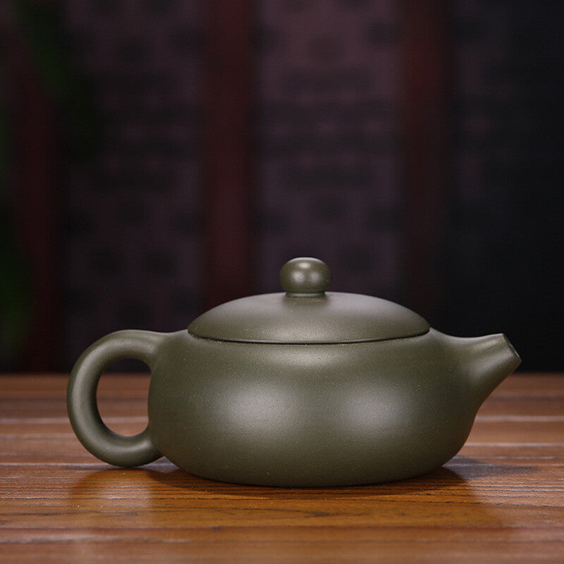 200ml Yixing Zisha Pottery Handmade Green Clay Tea Pot Orchids Mesh Teapot 扁西施