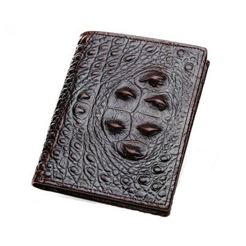 Men's Genuine Leather Wallet Bag Card&ID Clamps Purse Crocodile Pattern CashClip