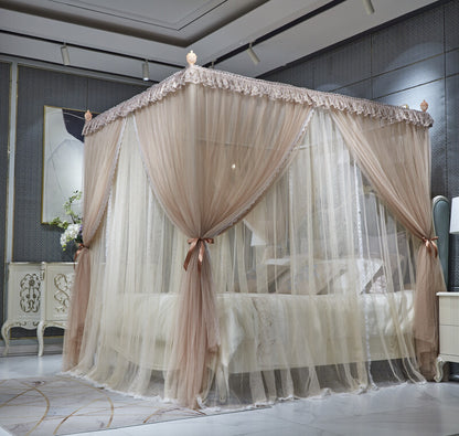 Mosquito Net For Summer Double Layers Bed Netting With Tubes 25mm Canopy Queen
