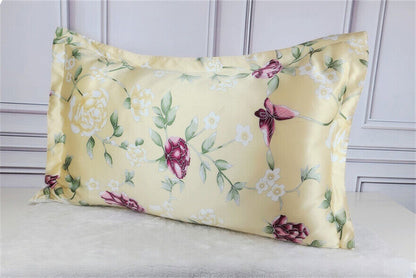 Mulberry Silk Pillowcase 25 Momme Floral Design Luxury Sleep Comfortable Smooth