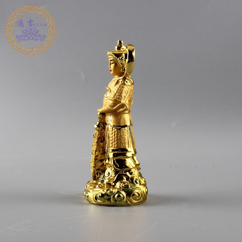 Traditional Resin Gilding Skanda Bodhisattva Buddha Statue Ornament Handicrafts