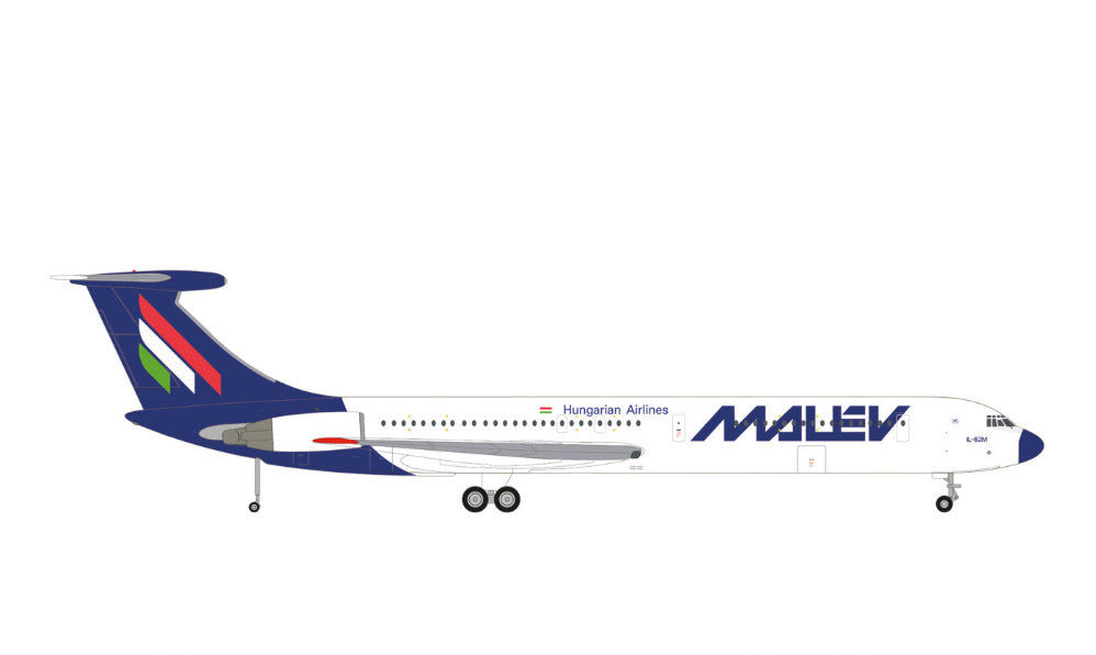 1:200 27CM Herpa Malév Ilyushin IL-62 Passenger Airplane Diecast Aircraft Model