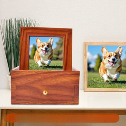 Pet Ash Urn Dog Cat Memorial Box Pet Funeral Box with Frame Pet Accessories
