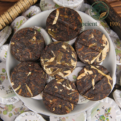 500g 2025 Yunnan Pu-erh Tea Chenpi Pu-erh Ripe Tea Small Round Tea Cake