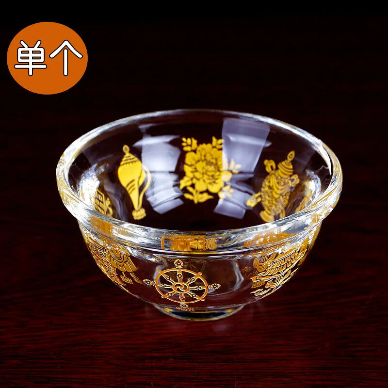 9cm Crystal Auspicious Bowl Tibetan Buddhism for The Cup of Water Cup Buddha